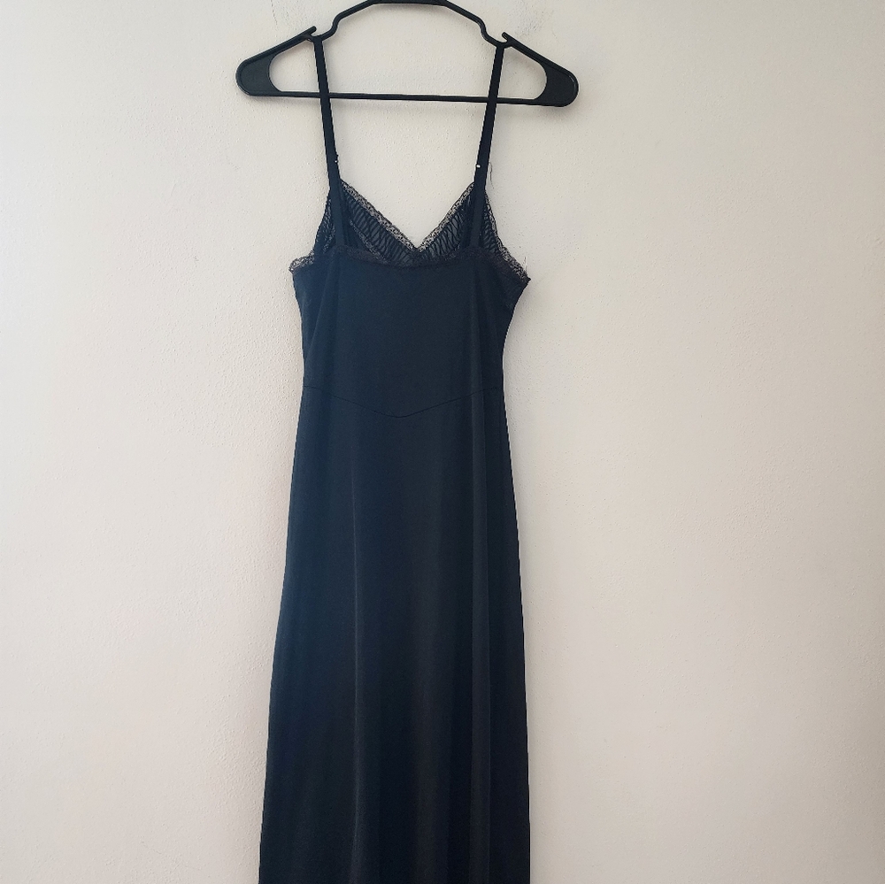 Vintage Evette Sexy Slip With Brown Lace